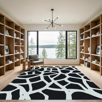 Pale Blue Abstract Irregular Lines Rug