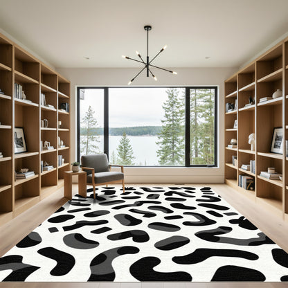 Black White Abstract Splatter Rug
