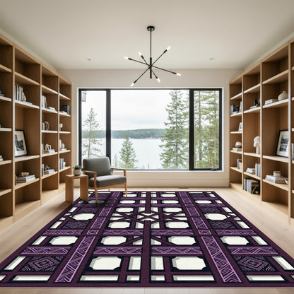 Plum Lattice Geometric Diamond Rug