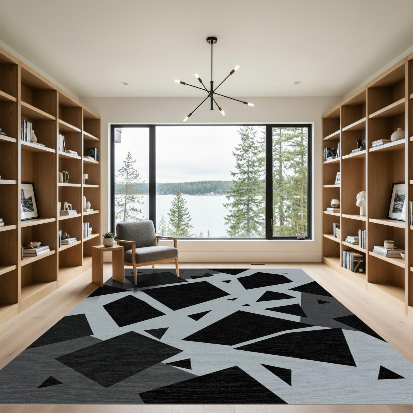 Monochrome Geometric Angular Abstract Rug