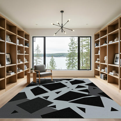 Monochrome Geometric Angular Abstract Rug