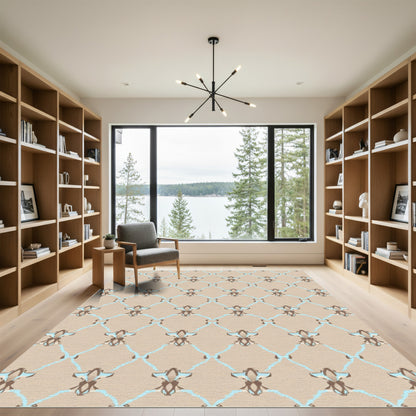 Brown Blue Lattice Ornament Rug