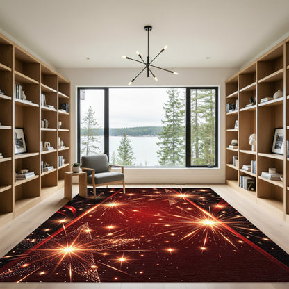 Sparkling Amber Starburst Fireworks Rug