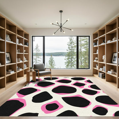 Bold Pink Black Giraffe Print Rug