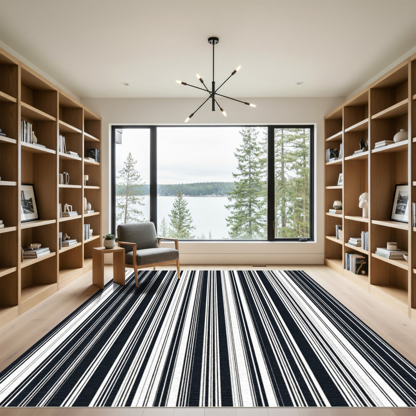 Bold Vertical Lines Contrasting Color Rug