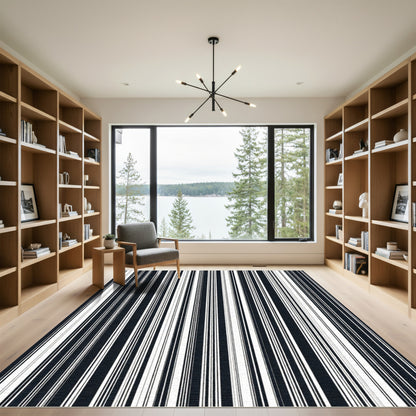 Bold Vertical Lines Contrasting Color Rug