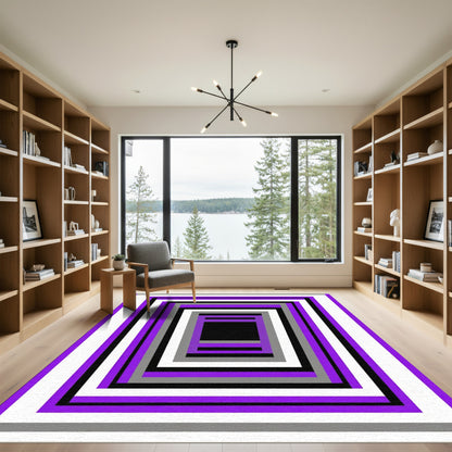 Purple Gray White Black Rectangular Tunnel Rug