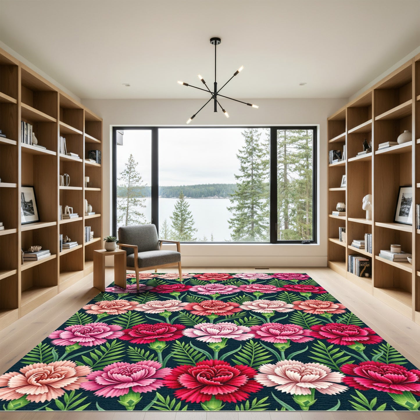 Pink Carnation Garden Full Bloom Rug