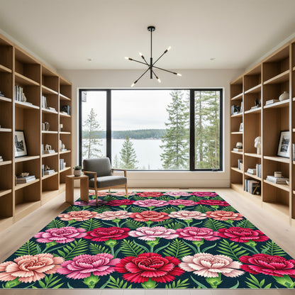 Pink Carnation Garden Full Bloom Rug