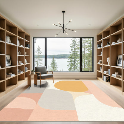 Abstract Terracotta Peach Rounded Shapes Rug