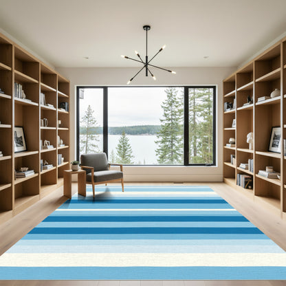 Minimalist Blue Gradient Stripe Rug