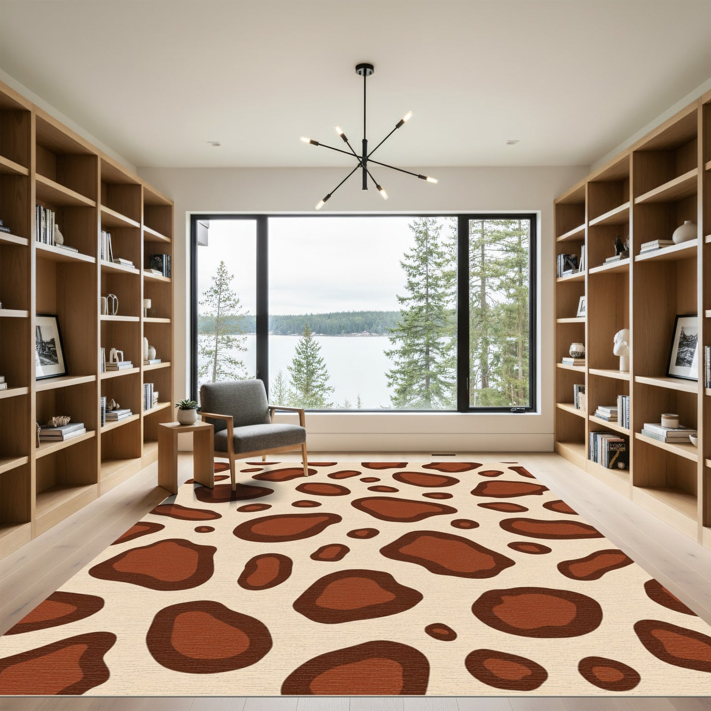 Brown Spots Contemporary Animal Print Rug
