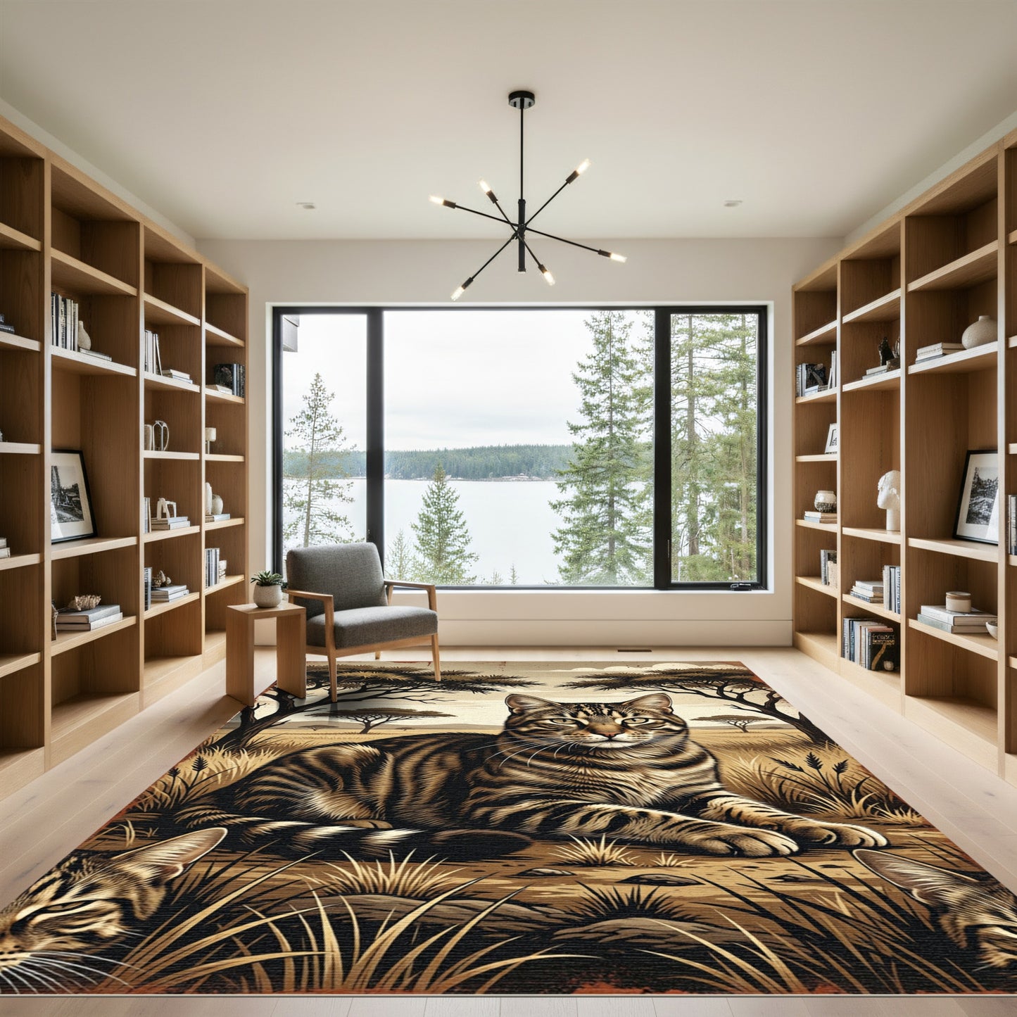 Savanna Tiger Landscape Feline Scene Rug