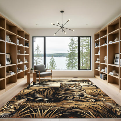 Savanna Tiger Landscape Feline Scene Rug