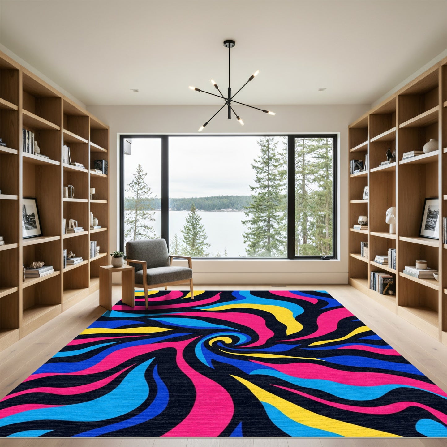 Vibrant Swirl Abstract Wave Rug