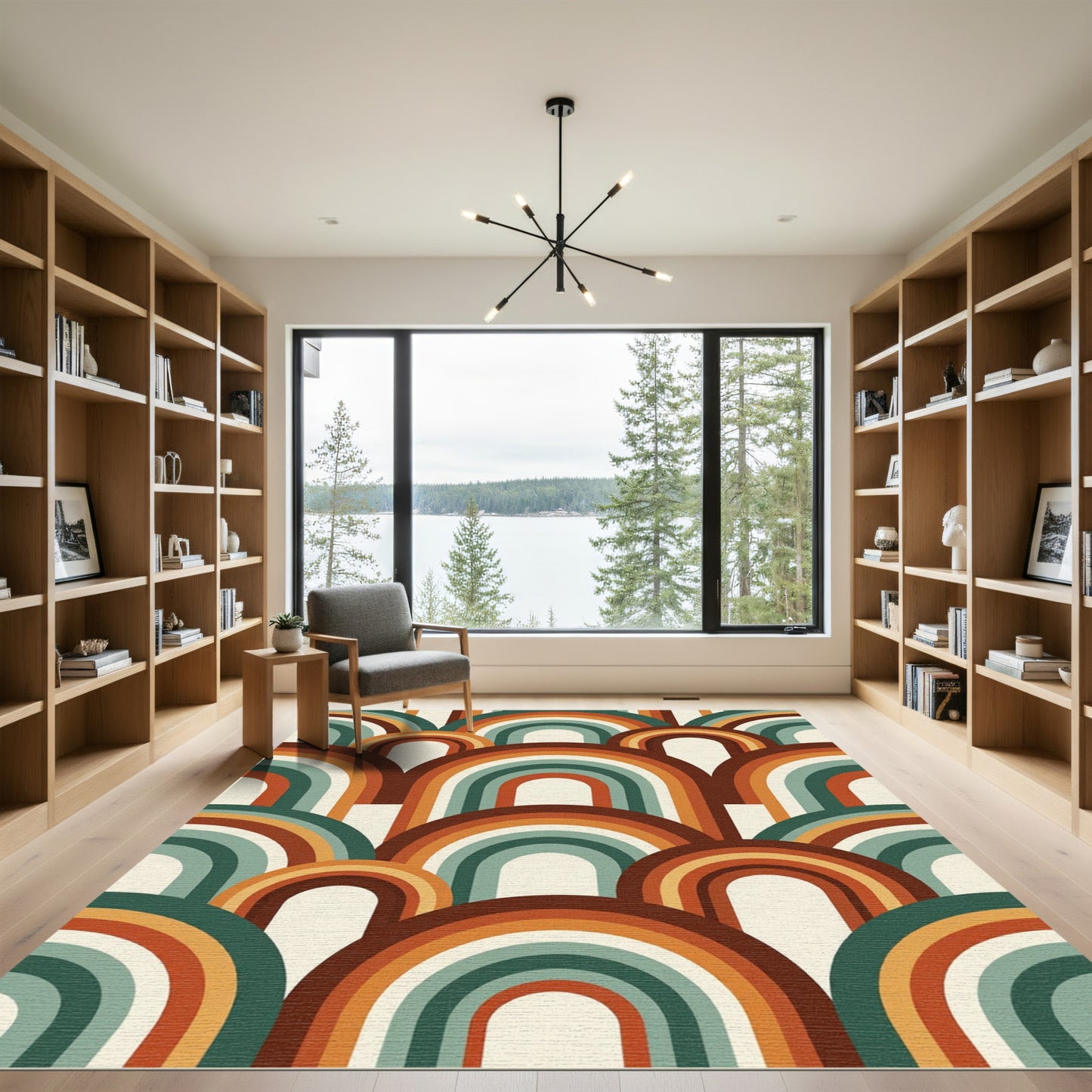 Mid-Century Retro Arched Rainbow Abstract Rug