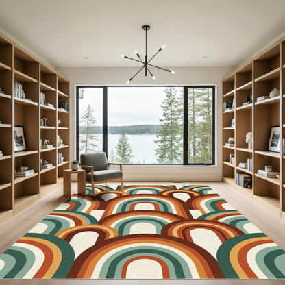 Mid-Century Retro Arched Rainbow Abstract Rug