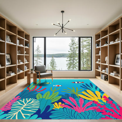 Vibrant Tropical Coral Reef Scene Rug