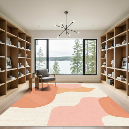 Peach Cream Abstract Organic Shapes Rug