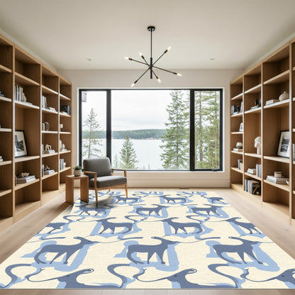 Blue Deer Cream Shadow Repeat Rug