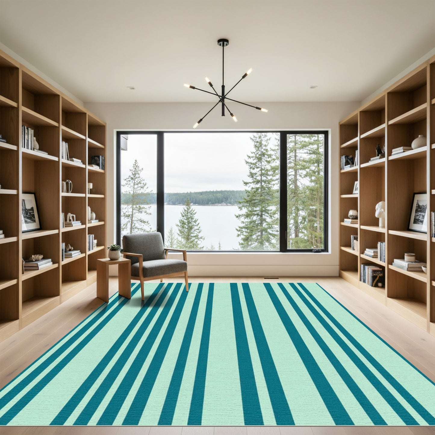 Teal Mint Vertical Stripe Rug