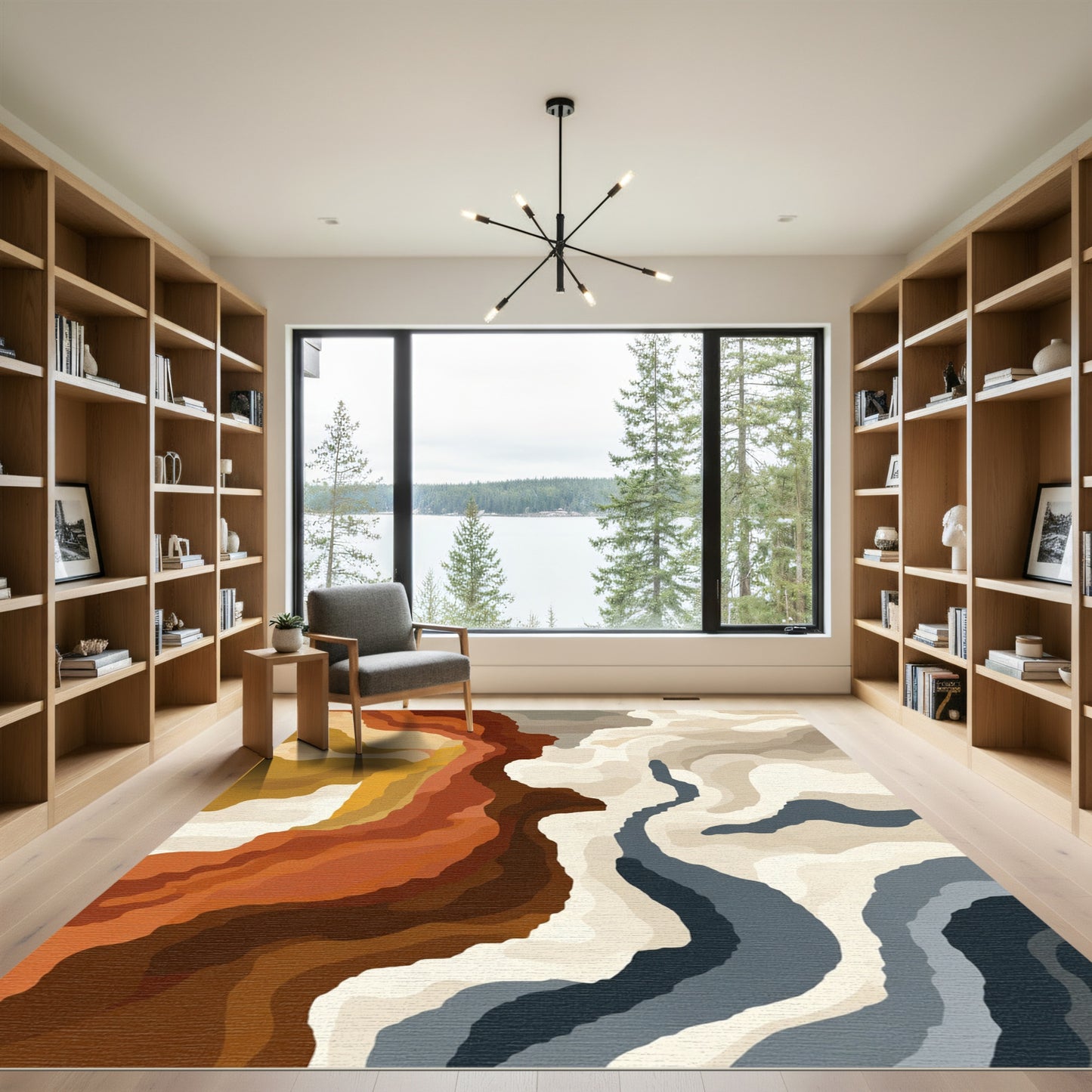 Earth Tones Wavy Abstract Rug