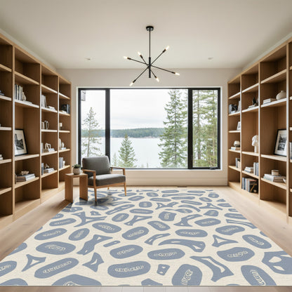 Abstract Blue Organic Shapes Rug