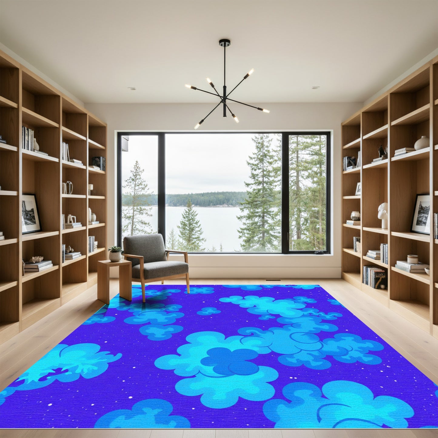 Nebula Blue Abstract Cloud Cluster Rug