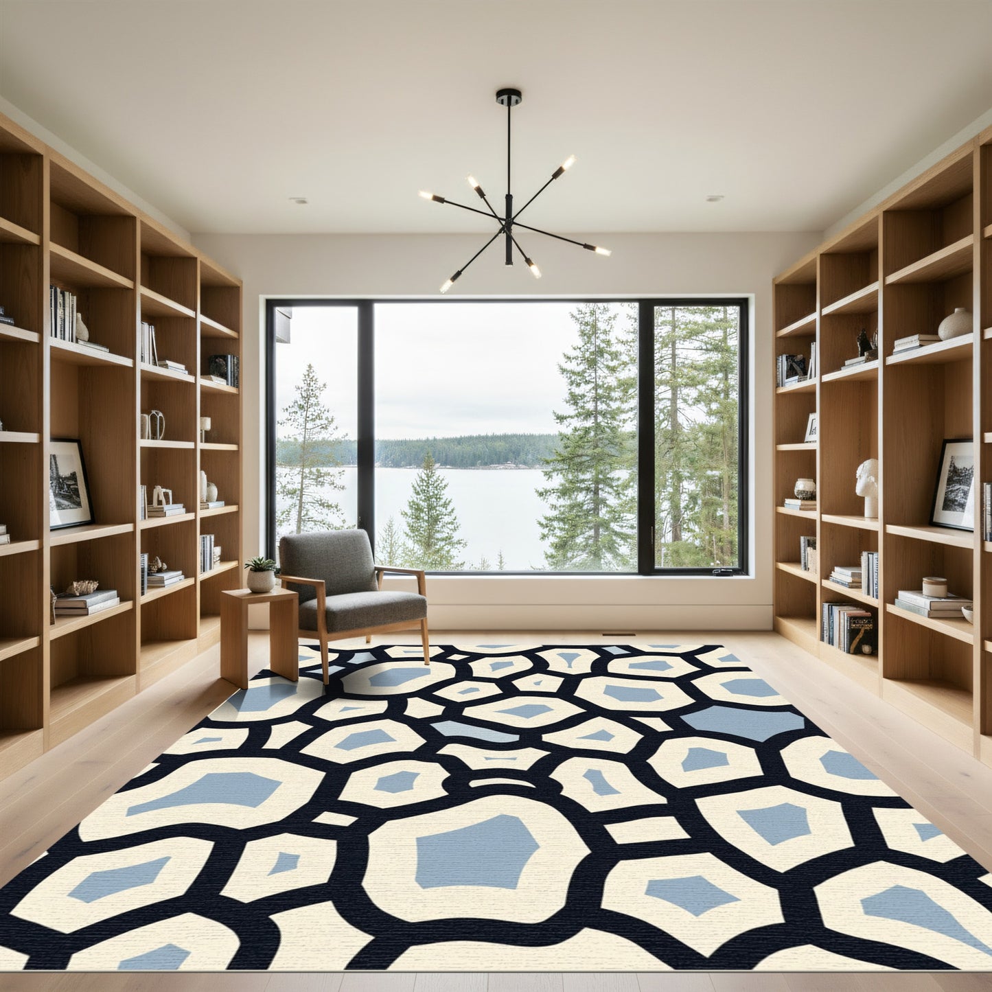 Cobalt Cream Pebble Cluster Rug