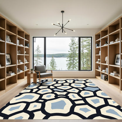 Cobalt Cream Pebble Cluster Rug