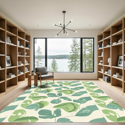 Verdant Green Leafy Arrangement Rug