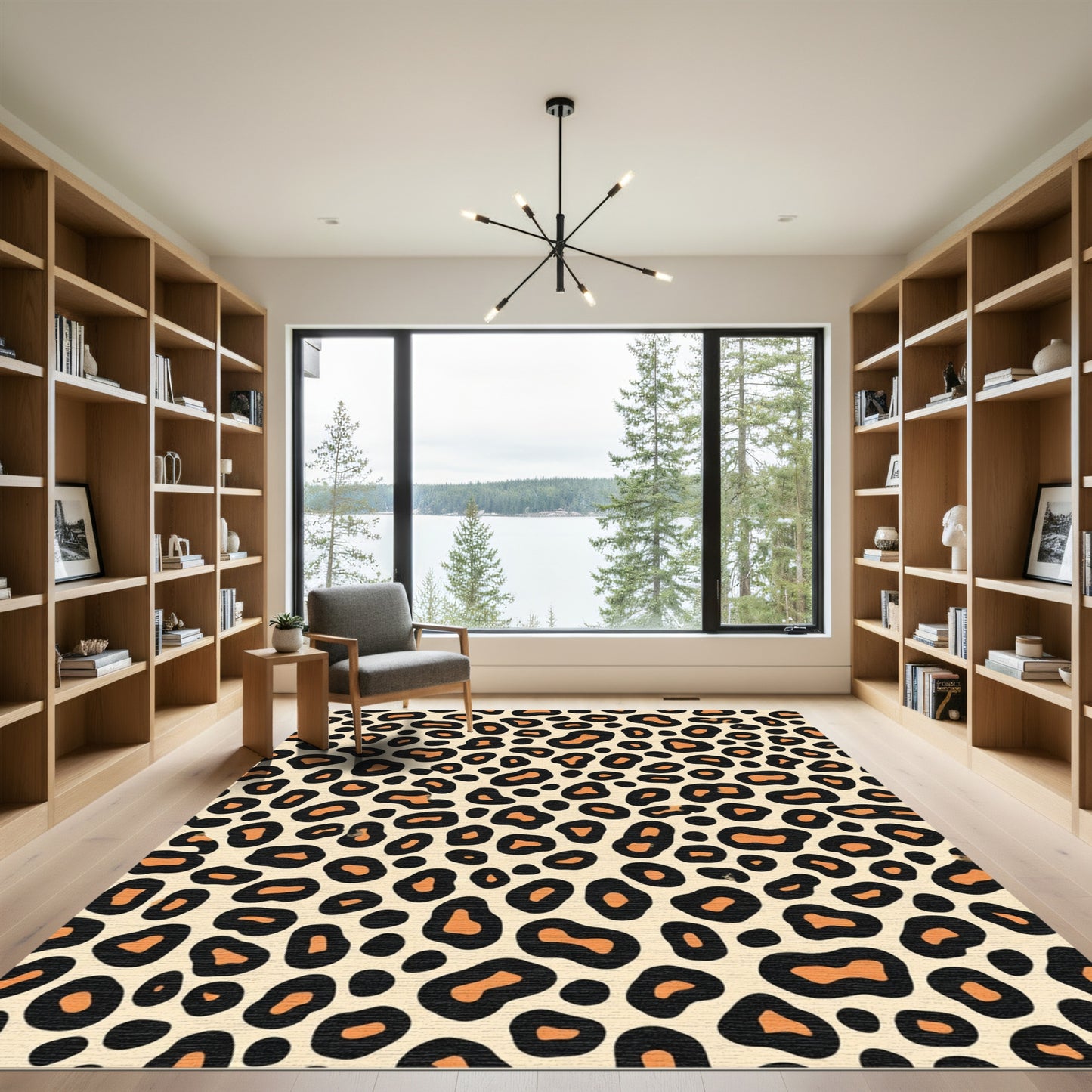 Bold Orange Black Leopard Spots Rug
