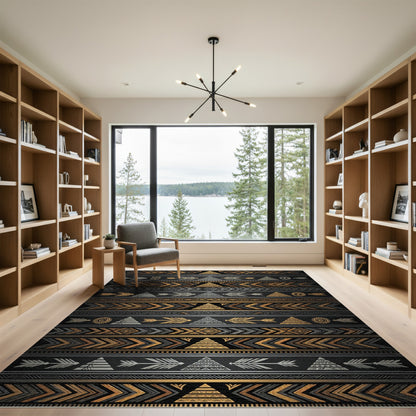 Golden Gray Tribal Arrow Band Rug