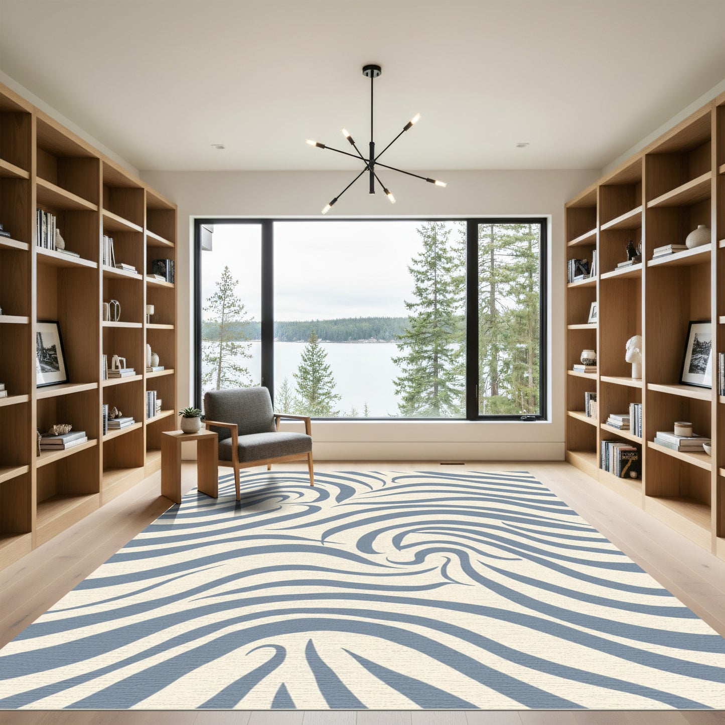 Pale Gray Swirling Organic Stripe Rug