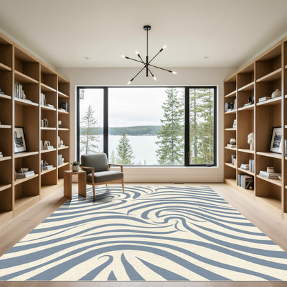 Pale Gray Swirling Organic Stripe Rug