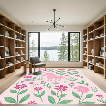 Pink Unicorn Floral Garden Arrangement Rug
