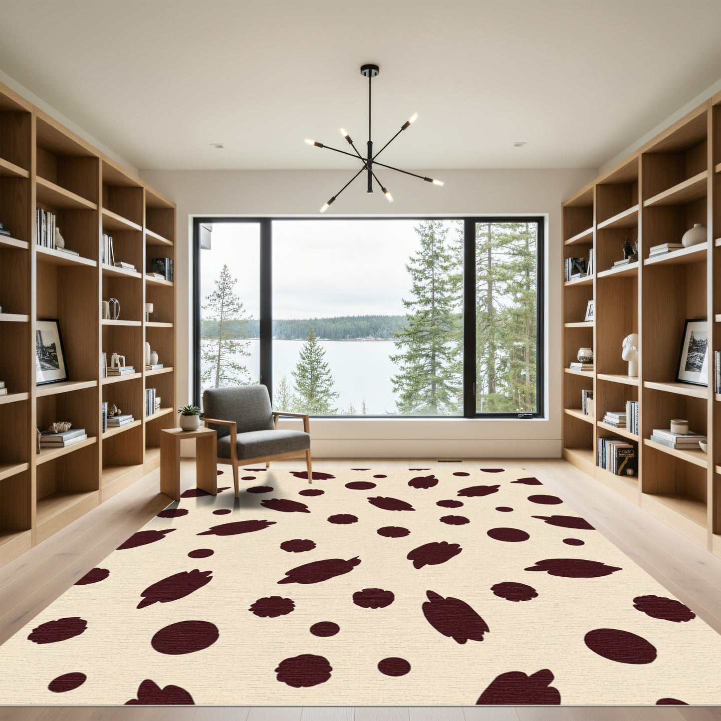 Dark Brown Spots Abstract Composition Rug