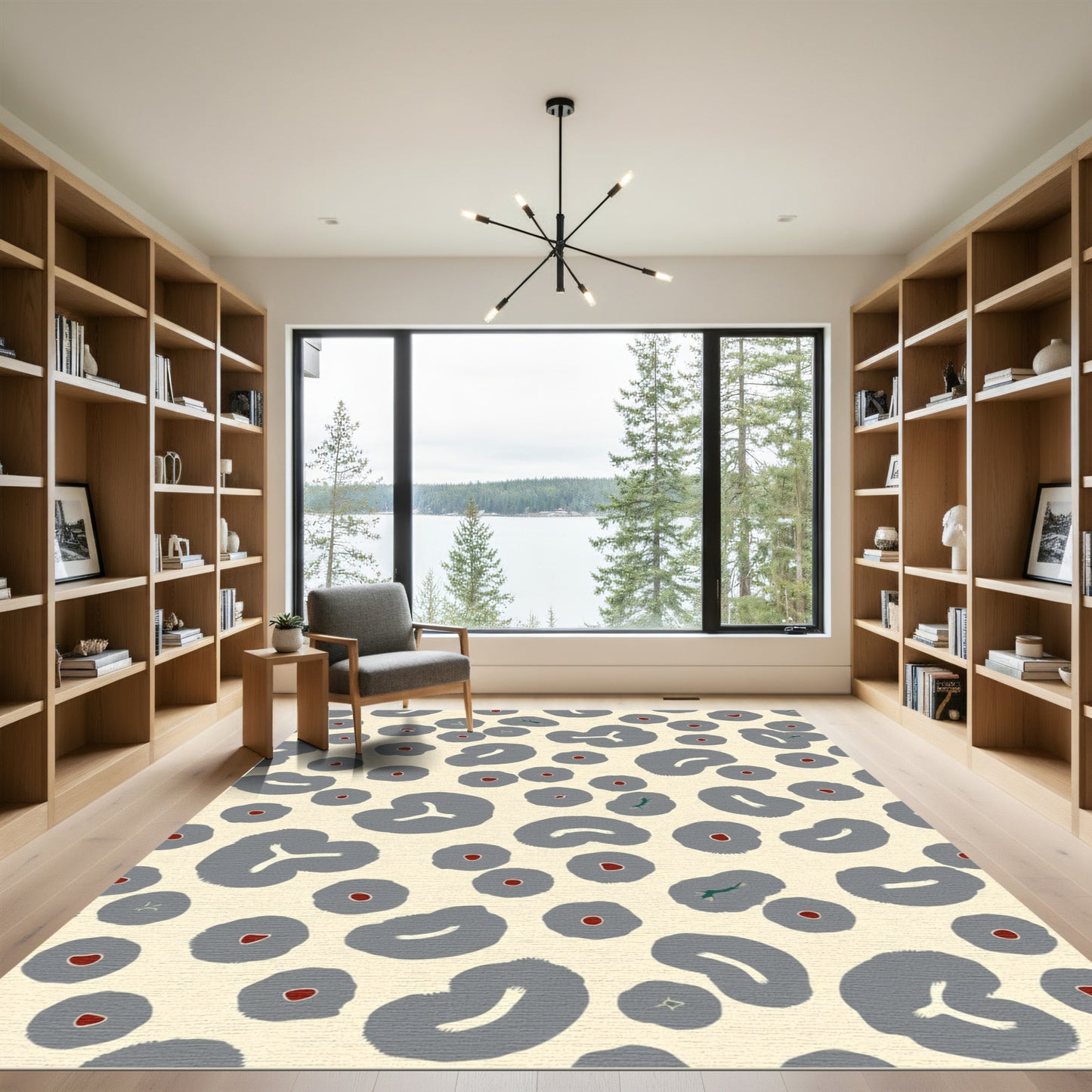 Gray Abstract Organic Circles Rug