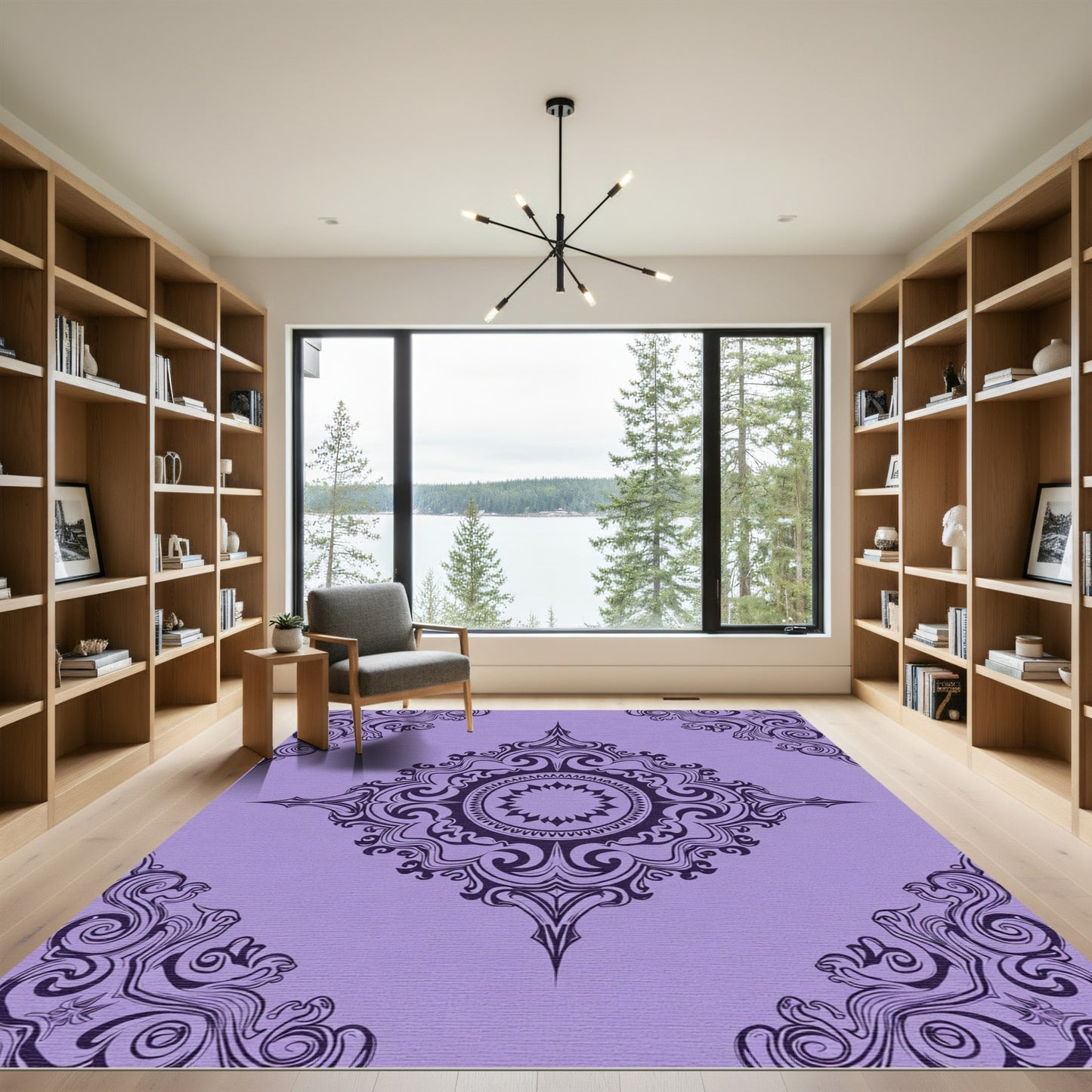 Ornate Amethyst Mandala Scroll Rug