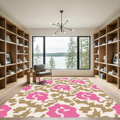 Abstract Pink Rose Camouflage Rug
