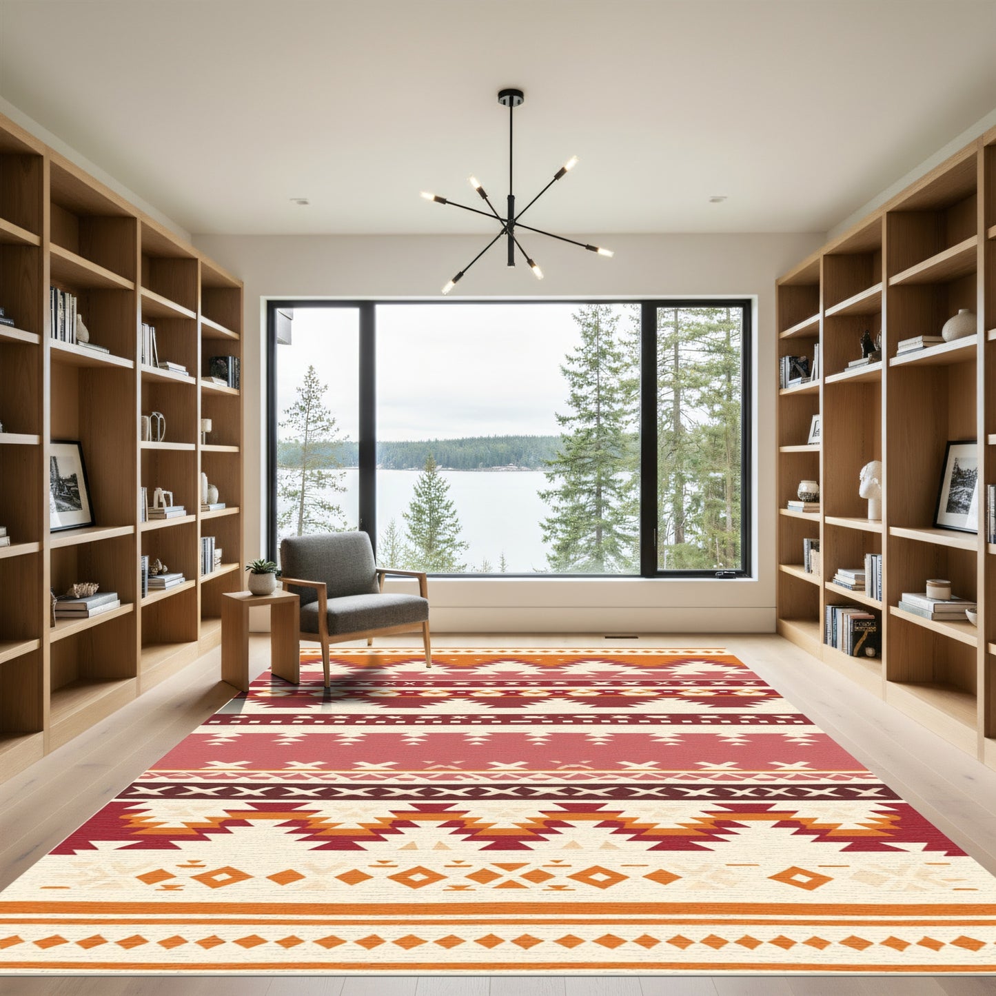 Terracotta Geometric Tribal Stripe Rug