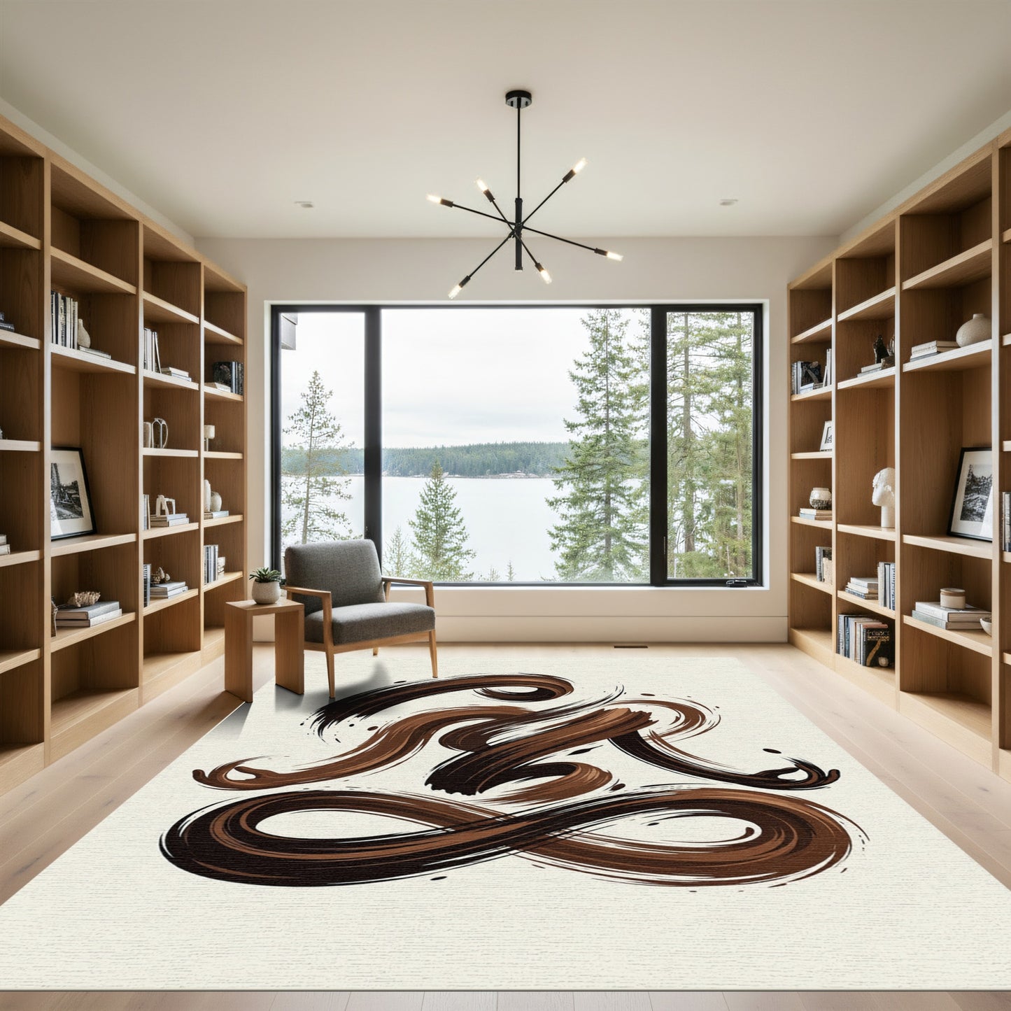 Chocolate Swirl Abstract Brushstroke Rug