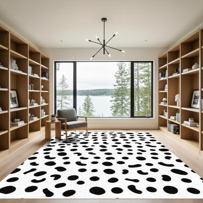 Black White Organic Shape Scatter Rug