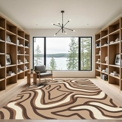 Earthy Tones Organic Swirl Abstract Rug