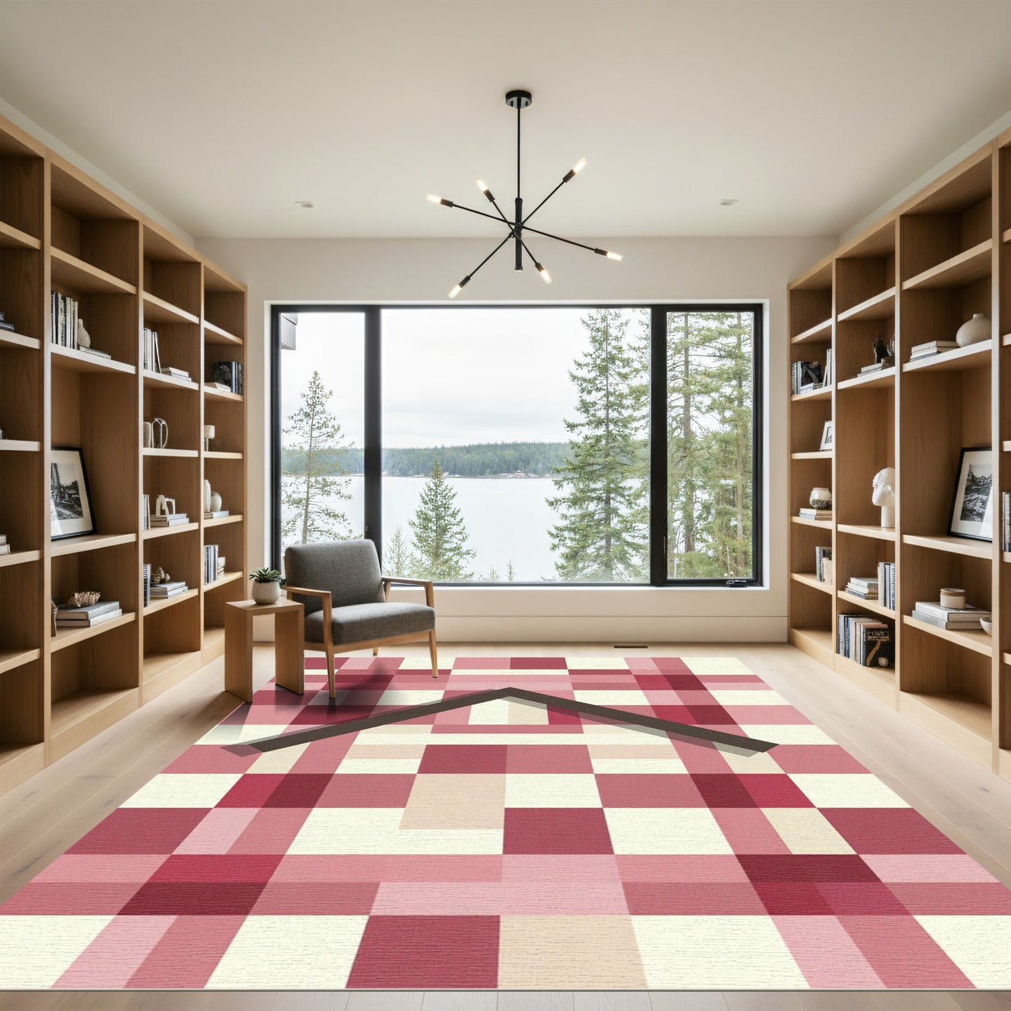 Geometric Rose Plaid A Frame Rug