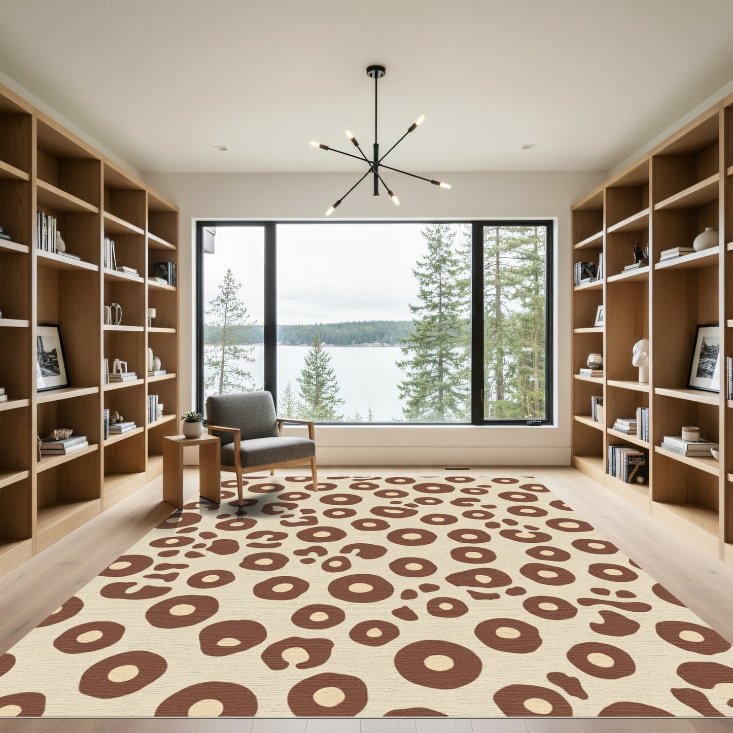 Earthy Brown Round Spots Rug