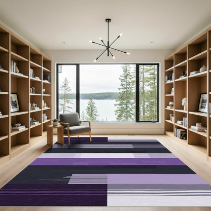Plum and Gray Horizontal Blocks Rug