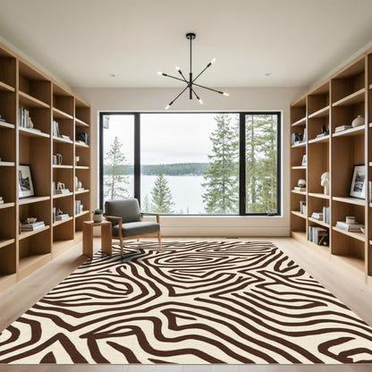 Brown Cream Organic Wave Rug