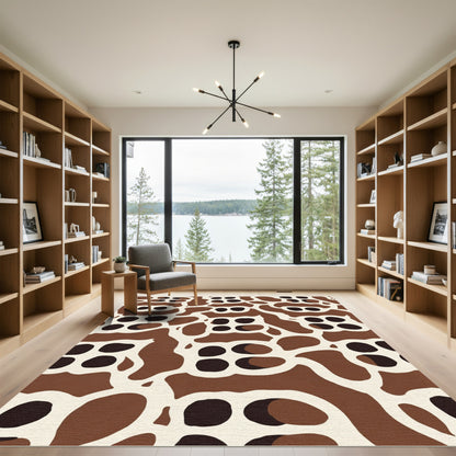 Brown Ivory Abstract Organic Shapes Rug