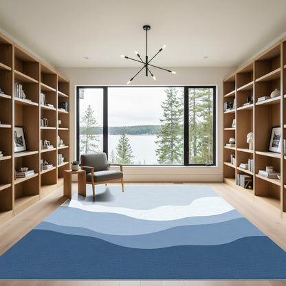 Oceanic Abstract Layered Wave Rug
